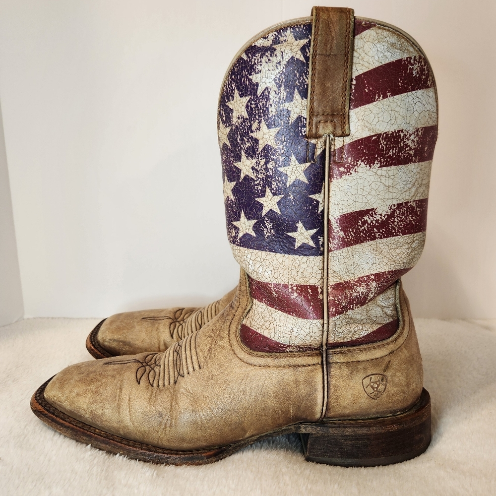 Ariat Patriotic Cowboy Boots - Red, White, Blue, Brown